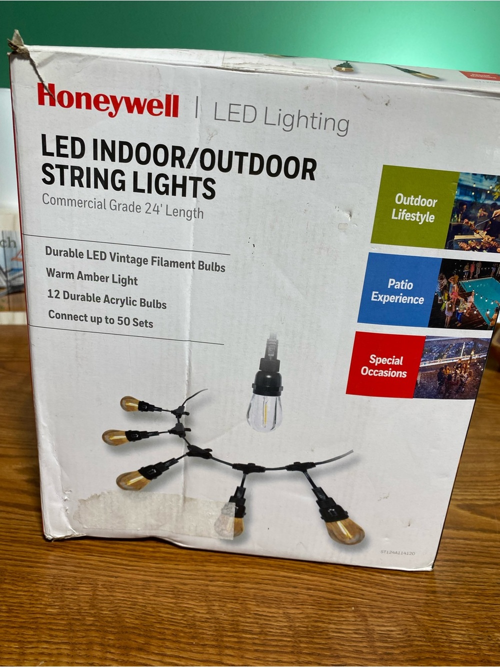 Honeywell Warm Amber LED Indoor/Outdoor String Lights - 24' Commercial Grade
